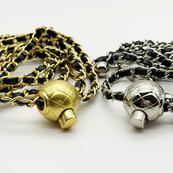 Gold-tone Chain Bag Strap with Leather for Bag Replacement Strap