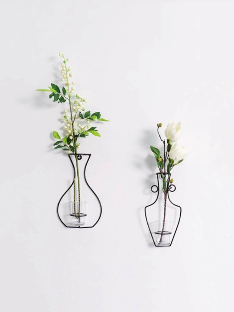 Iron Flower Vase Wall Decor Etsy