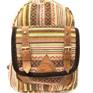 organic cotton and leather backpack/canvas rucksack/shoulder bags