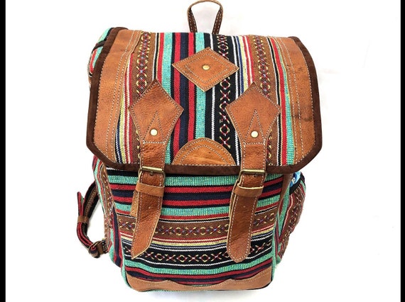 Tibetan leather leather backpack Tibetan Flag Mini Backpack – Tibetan Emporium main image 4