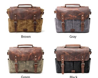waxed canvas saddle bag motorcycle