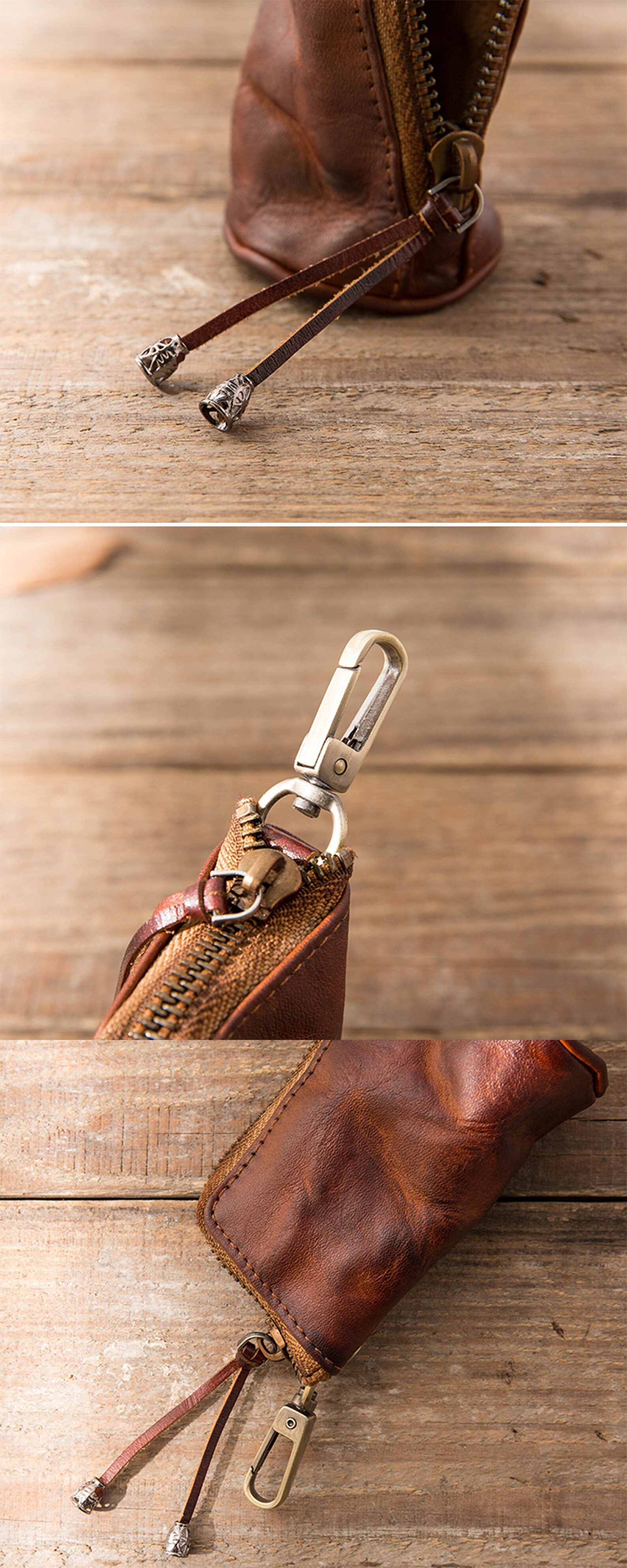 Slim leather key holderVintage Leather KeychainsMinimalist Etsy