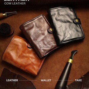 Hand Sewn Distressed Leather Bifold Wallet, Slim Card Holder