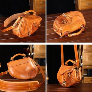 0401~Leather Saddle Bag With Adjustable Shoulder Strap main image 1