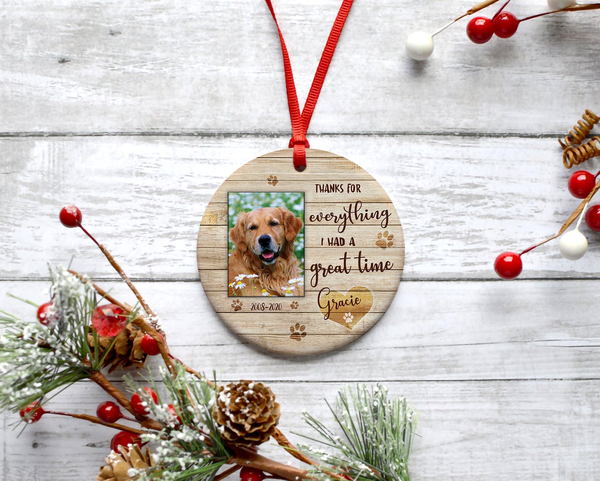Personalized Dog Memorial Gift Ornament Pet Christmas Bauble Etsy
