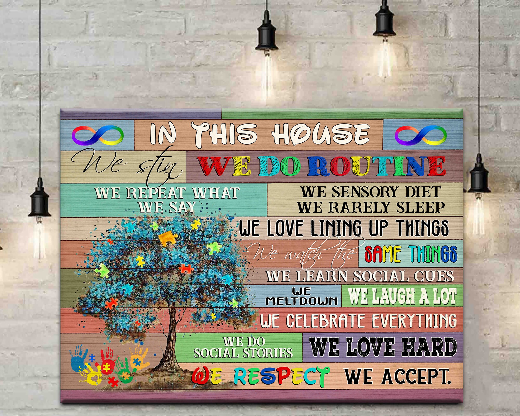 In This House We Do Autism Canvas Autism Awareness Rules Wall Etsy