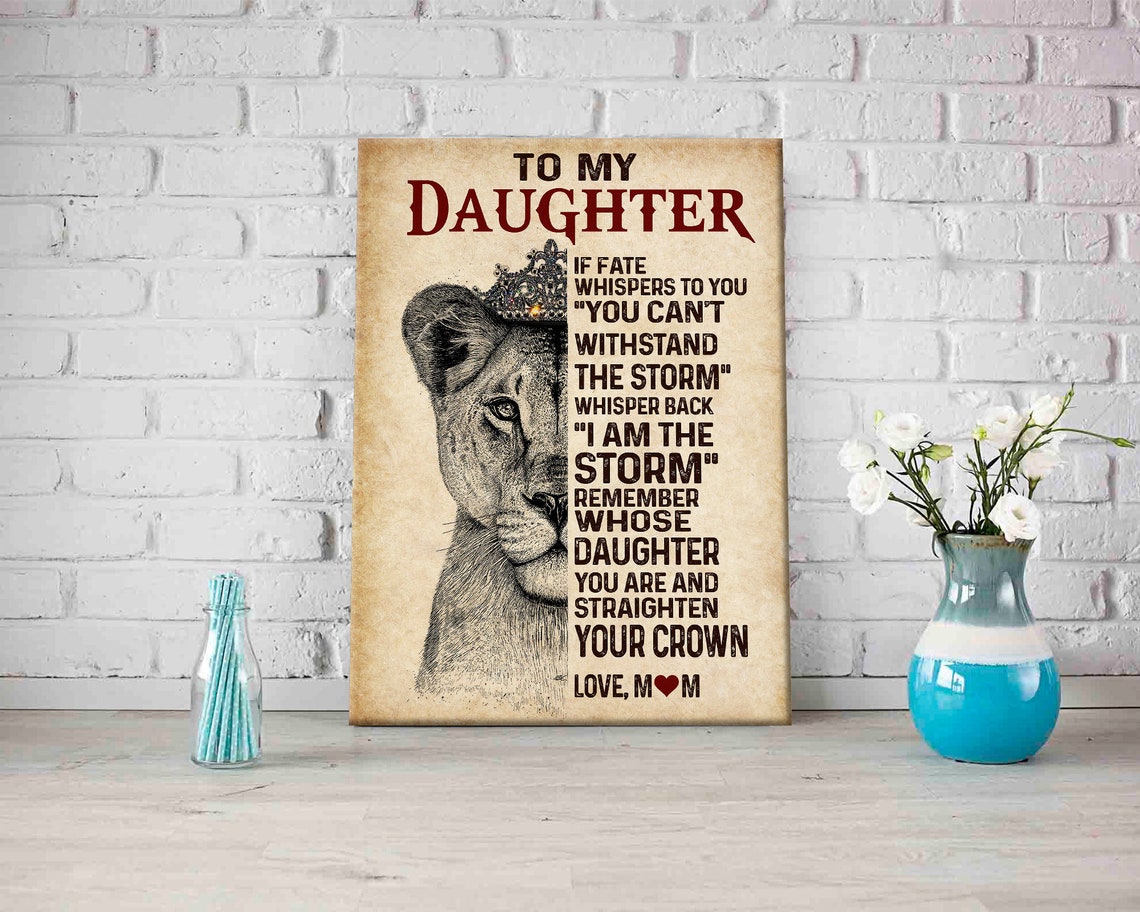 Personalized To My Daughter Lion Artwork Canvas Baby Lion Etsy