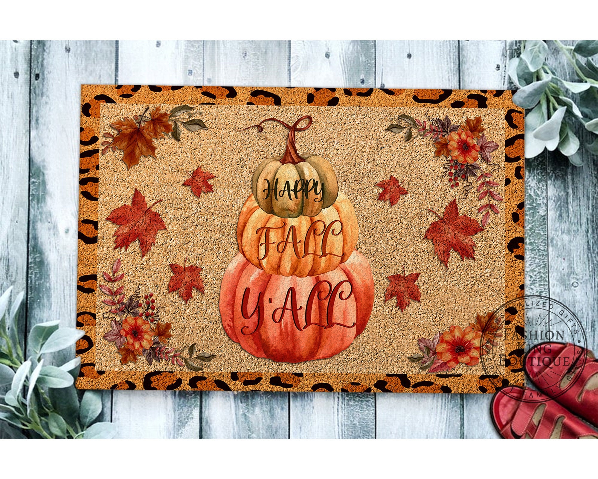 Stacked Pumpkin Doormat Halloween Pumpkin Mat Pumpkin Etsy