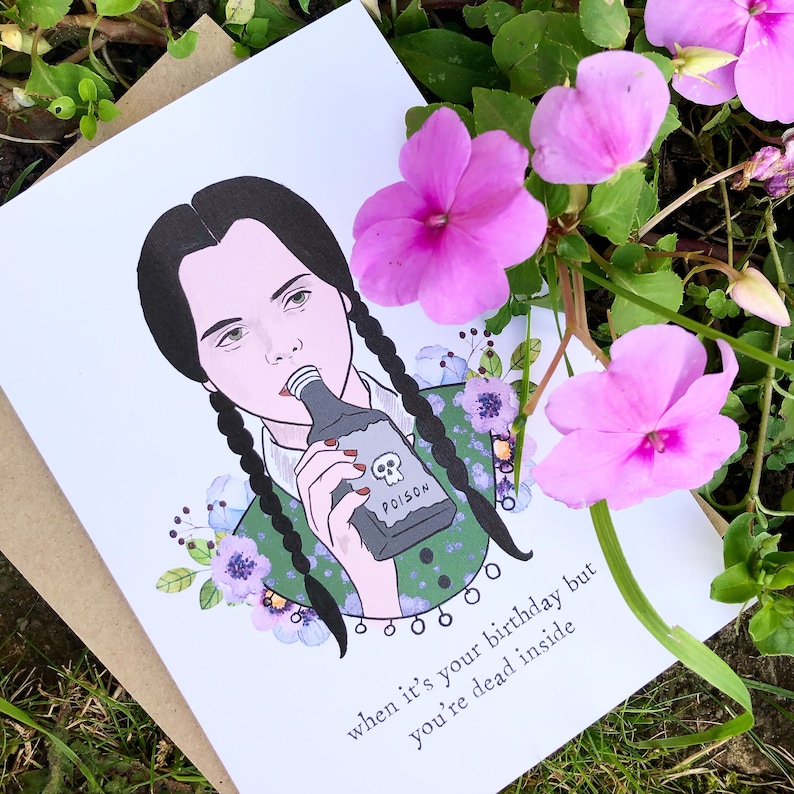 Wednesday Addams Addams Family Inspired Birthday Card Etsy