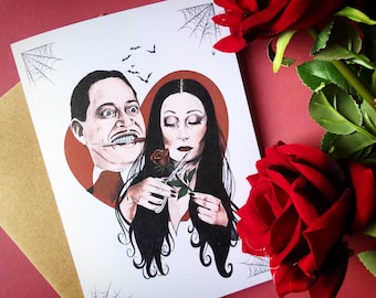 Gomez & Morticia Inspired Greeting Card, The Addams Family
