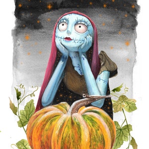 Pumpkin Patch Giclee Print, Fine Art Archival, Spooky Girl