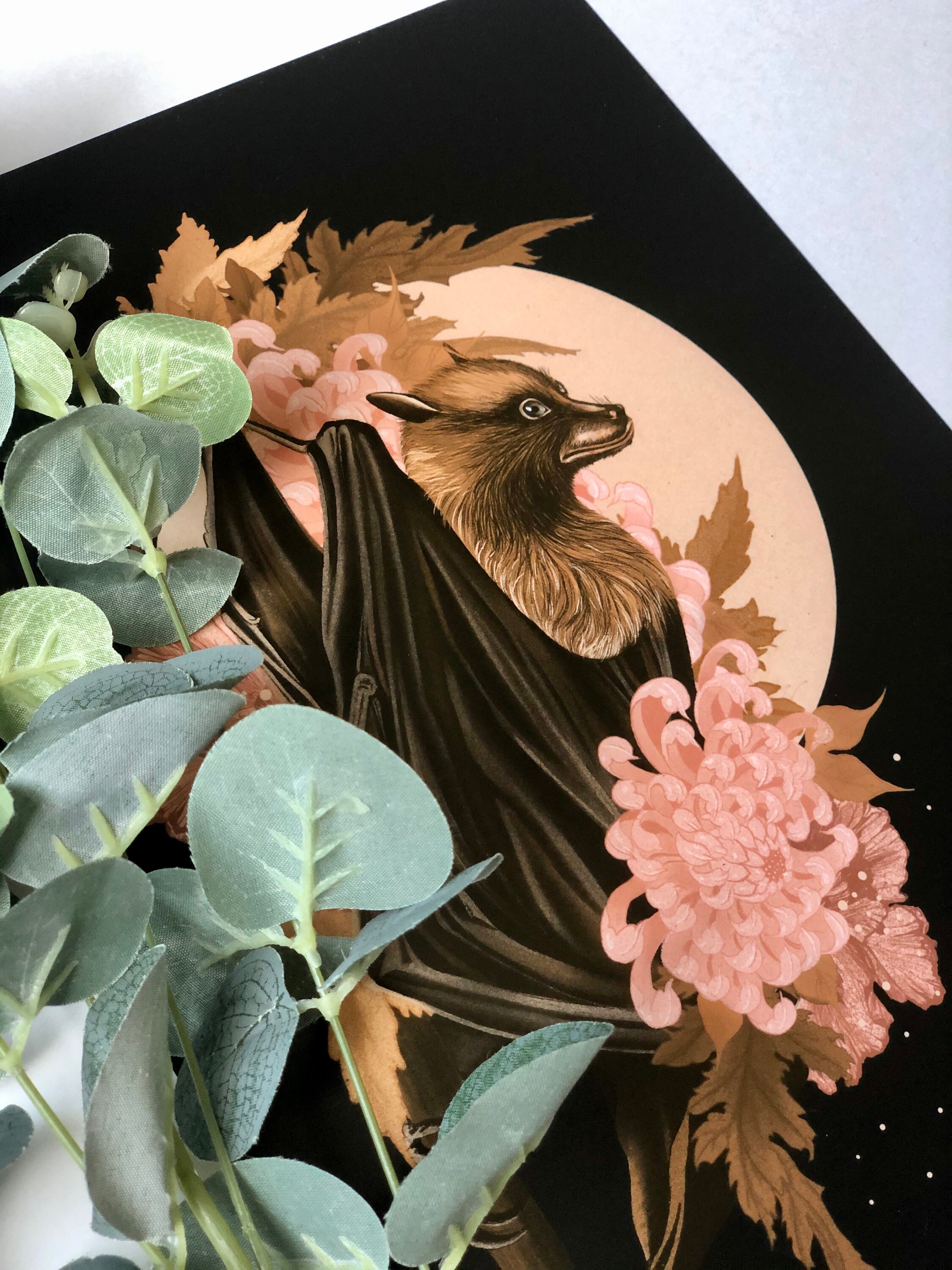 Fruit Bat Art Print, Gothic, Illustration