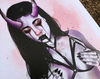 Demon girl, Devil Woman Dark Art Print