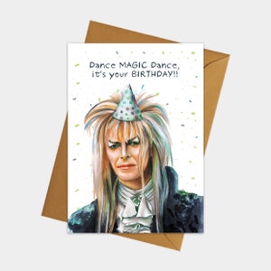 Labyrinth, Goblin King, David Bowie, films uit de jaren 80, verjaardagskaart,