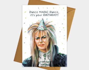 Labyrinth, Kobold King, David Bowie, 80er Filme, Geburtstagskarte,