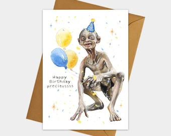 Gollum Geburtstagskarte, Herr der Ringe, Fantasy, Geburtstagskarte,