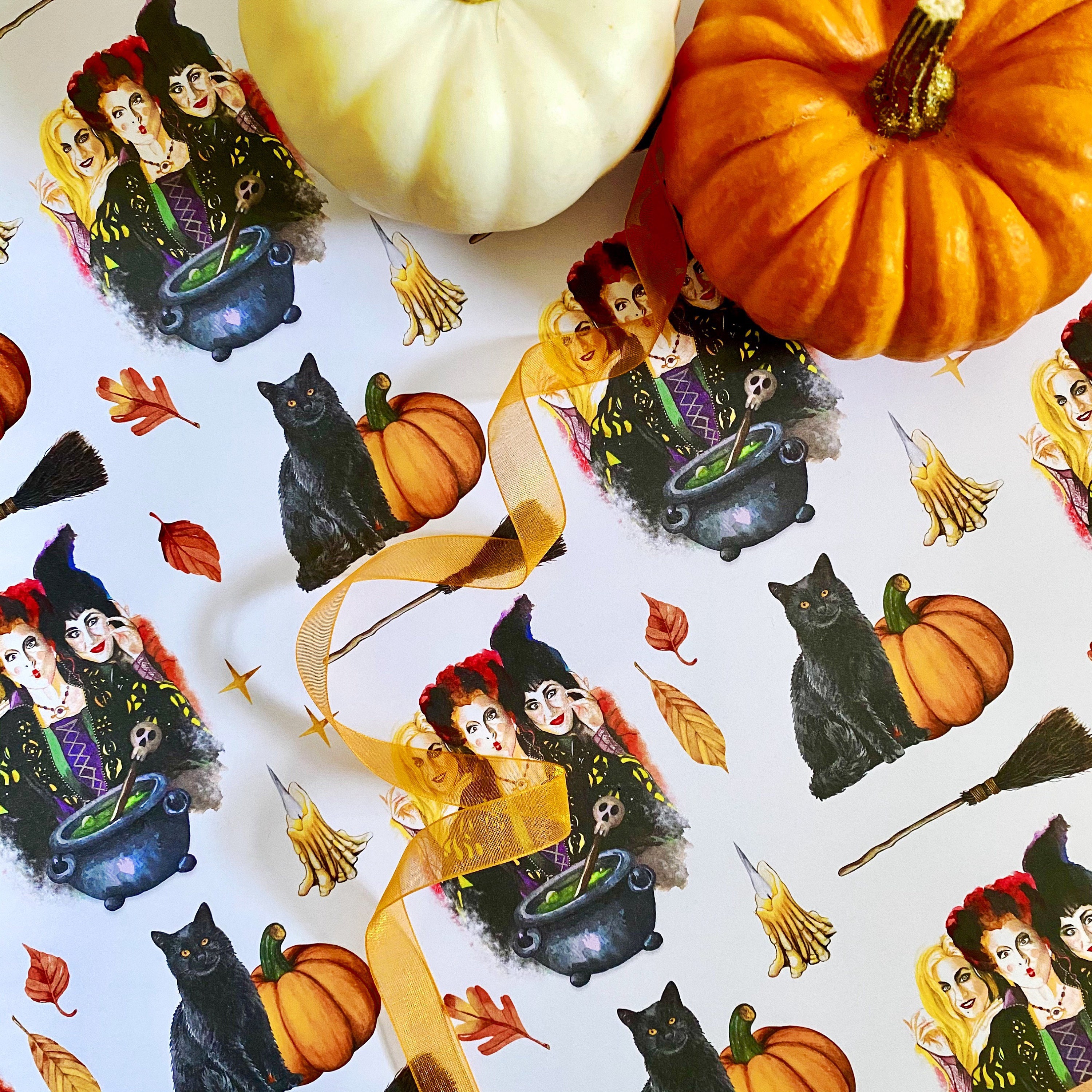 Hocus Pocus, The Sanderson Sisters, Watercolour, Halloween Wrapping Paper