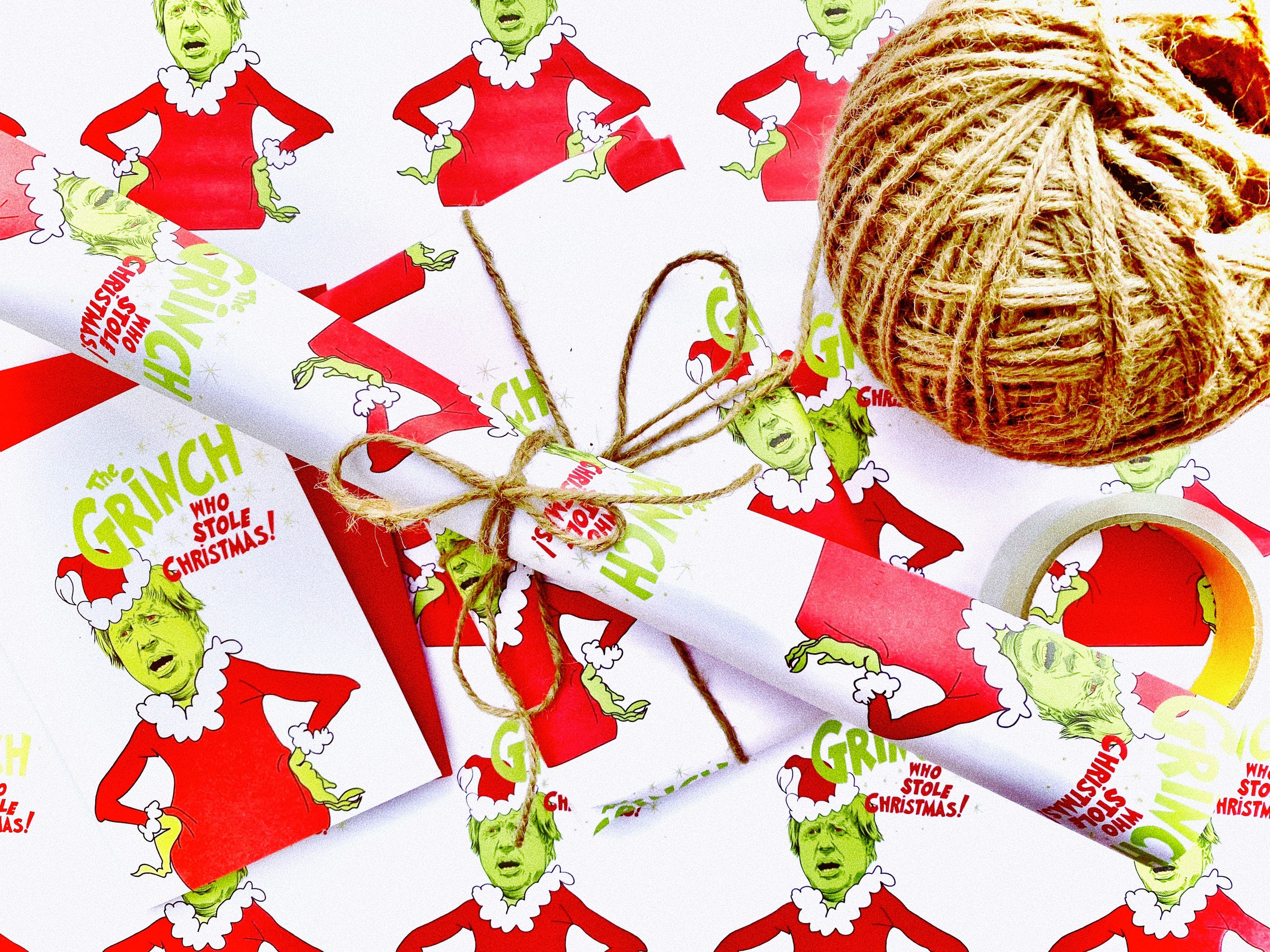Boris Johnson The Grinch Christmas Wrapping Paper Gift Wrap Etsy