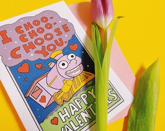 I choo choo choose you, The Simpson’s, Valentines Day Card, Watercolour