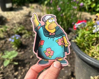 Homer Simpson, Muu Muu Dress, Summer, Gloss Vinyl Sticker