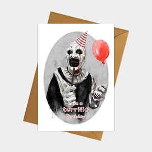 Een geweldige verjaardag, terriër, verjaardagskaart, horror, grappig, wenskaarten