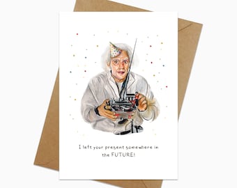 Doc, Back to the Future, 80s Movie, Birthday Card