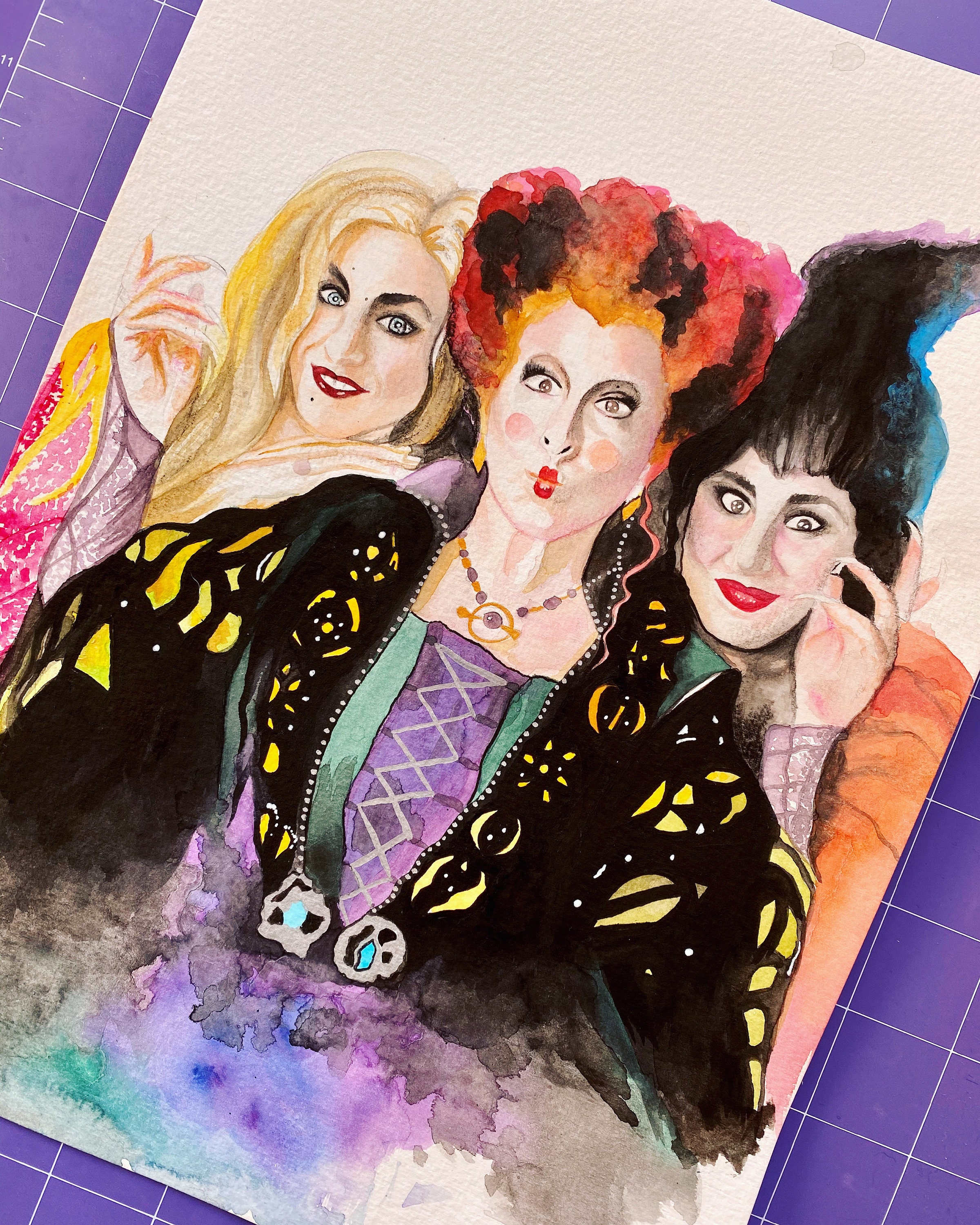 The Sanderson Sisters Hocus Pocus Inspired Watercolour Print Etsy UK