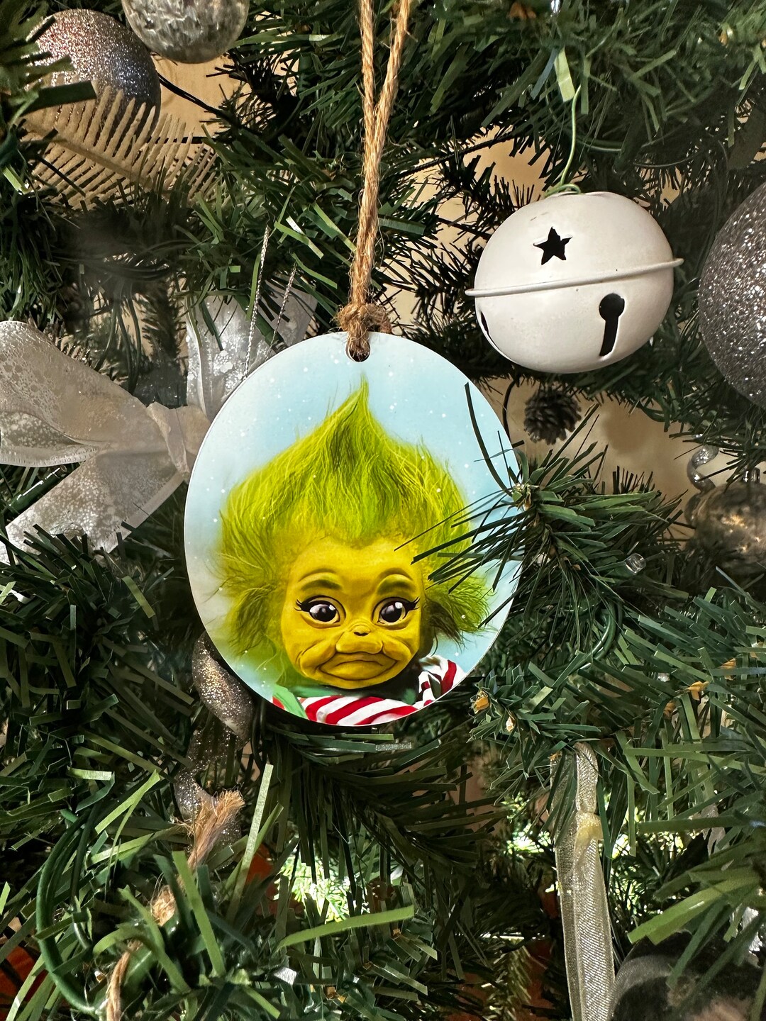 Baby Grinch, Christmas Tree Decoration, Tree Ornaments, Thick Card