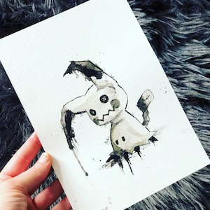 Espeluznante estampado de acuarela inspirado en Mimikyu