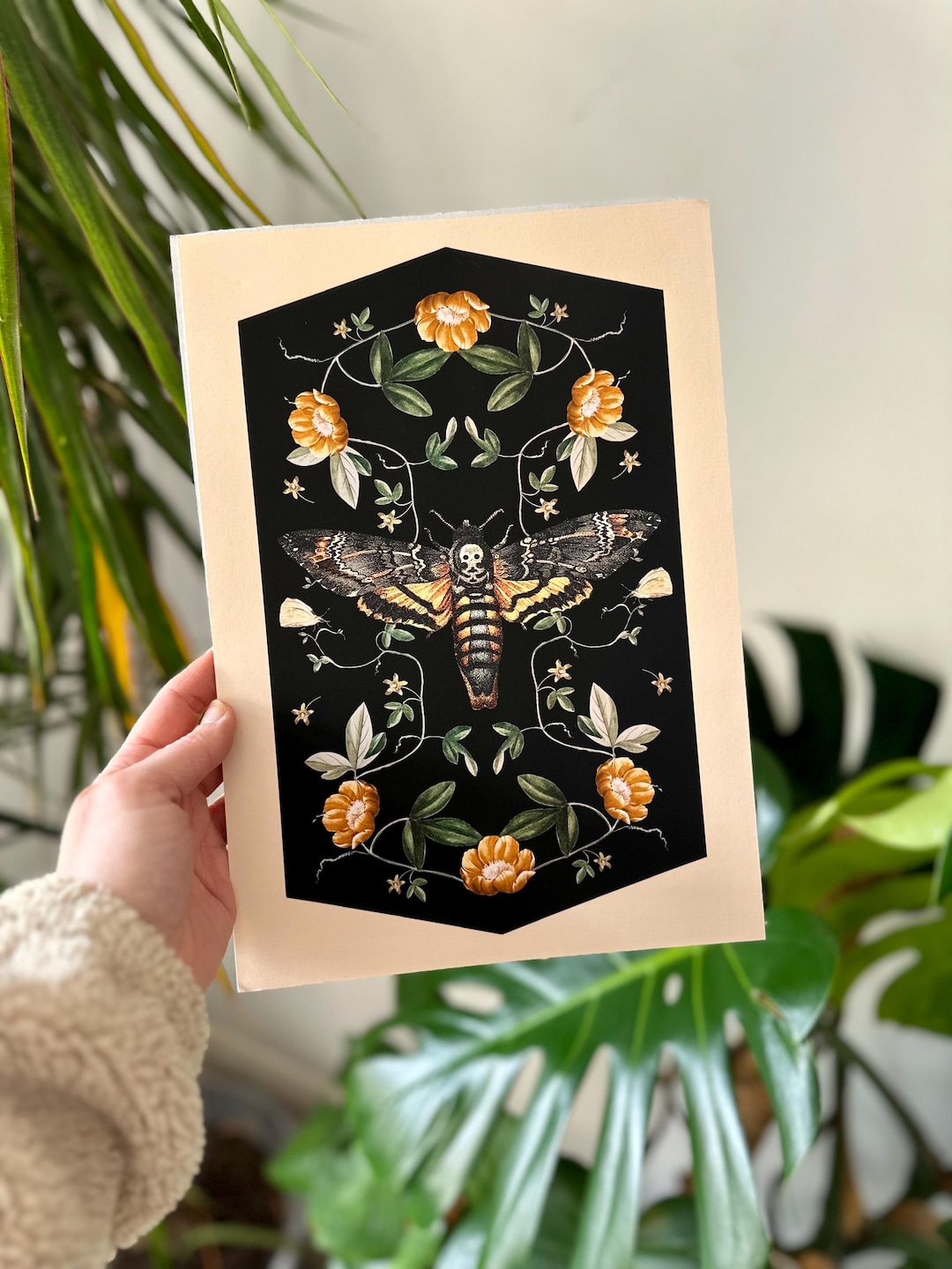 Deaths Head Hawk Moth, Floral Watercolour Fine Art Print - Etsy