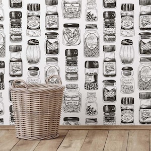 Herbs and spices kitchen peel and stick wallpaper. traditional wallpaper,  pvc free ecofriendly, repositionable.