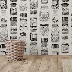 Herbs and spices kitchen peel and stick wallpaper. traditional wallpaper,  pvc free ecofriendly, repositionable.