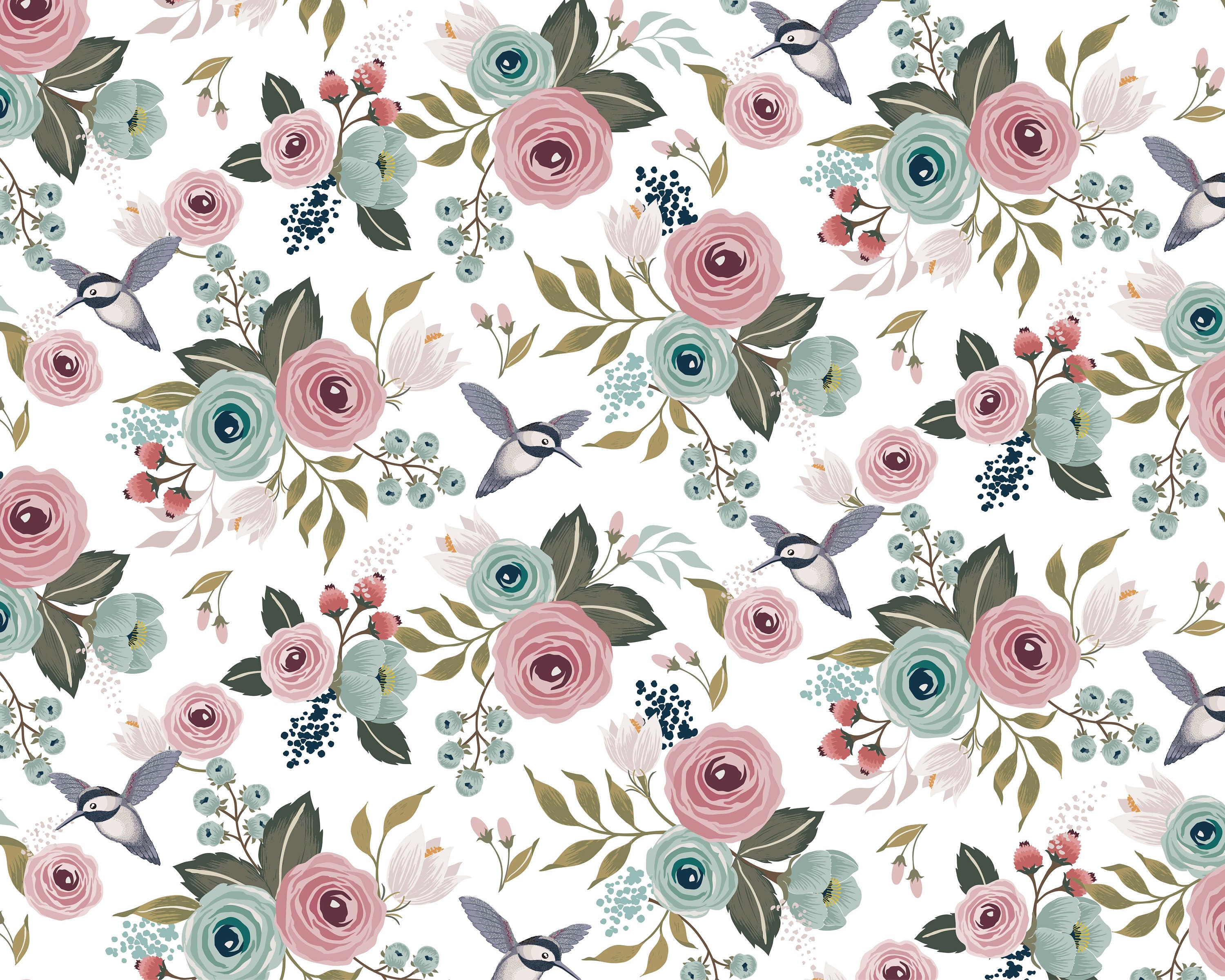 Kids floral wallpaper kids floral removable kids wallpaper | Etsy