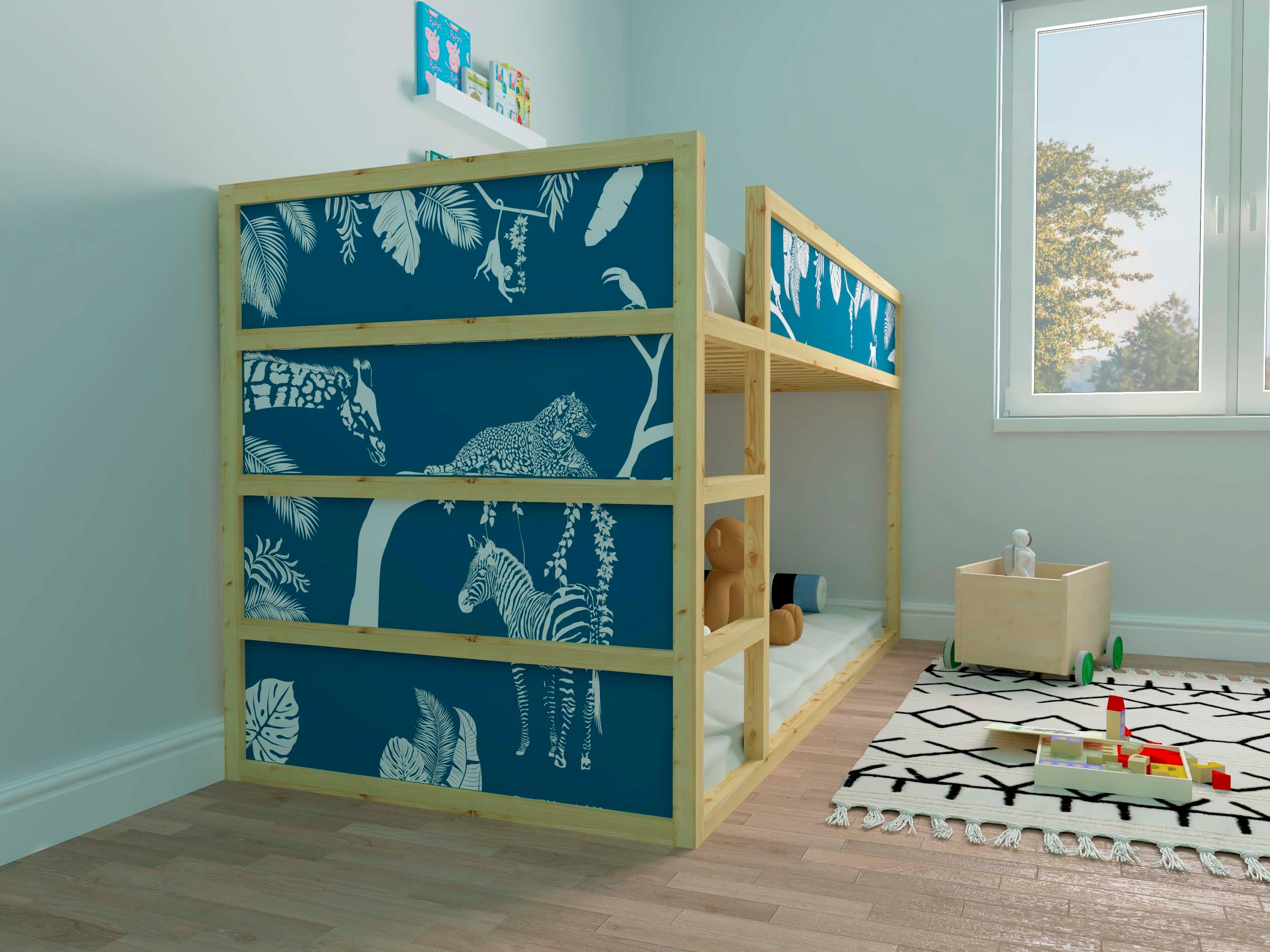 colourful-strips-ikea-kura-bed-decal-for-kids-room-peel-and-stick