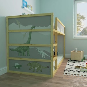 Dinosaurs IKEA KURA BED decal, decals for furniture, stickers for furniture, sticker for bed, earth tones peel and stick, kids decals