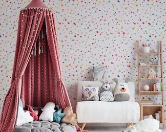 Confetti wallpaper for nursery wall decor, kids room decor, playroom, diy easy to apply, peel and stick, ecofriendly, high quality mural