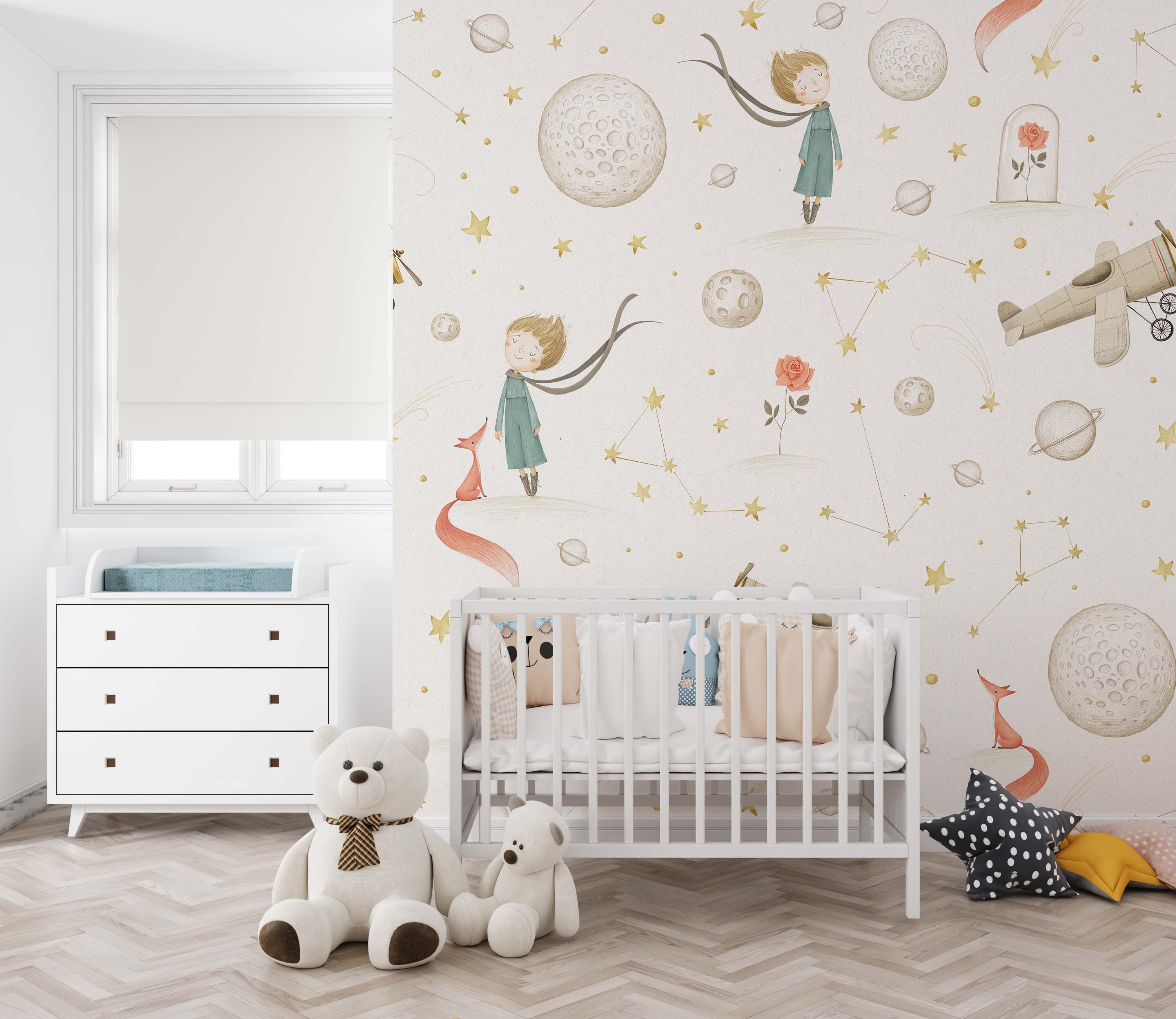 Little Prince Nursery Wallpaper in Pastel Colors. Little Boy | Etsy
