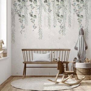 Hanging leaves mural wallpaper, DIY peel and tick removable, easy to apply, elegant and harmony, colorful nature, ecofriendly material. image 1