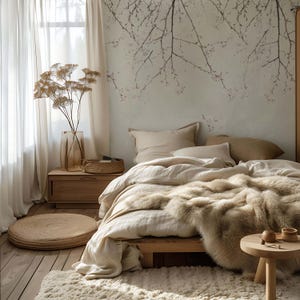 tree wallpaper mural, DIY peel and stick removable mural, Floral wallpaper, floral wall art, floral mural, elegant, harmony, beautiful mural