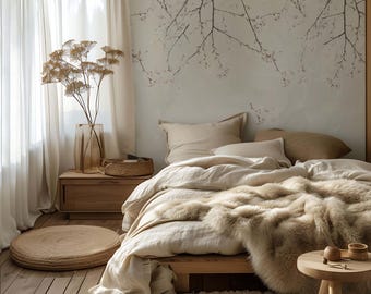 tree wallpaper mural, DIY peel and stick removable mural, Floral wallpaper, floral wall art, floral mural, elegant, harmony, beautiful mural
