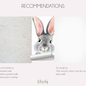 Big Watercolor Rabbit Wall Mural for Nursery Décor in Peel and - Etsy