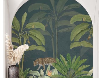 Moody Jungle Wallpaper Mural: Black Tropical Peel and Stick