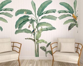 Botanical mural, DIY peel and stick wallpaper, removable easy to apply, harmony and color wall décor, customizable, ecofriendly, elegant