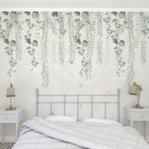 Hanging leaves mural wallpaper, DIY peel and tick removable, easy to apply, elegant and harmony, colorful nature, ecofriendly material. image 2