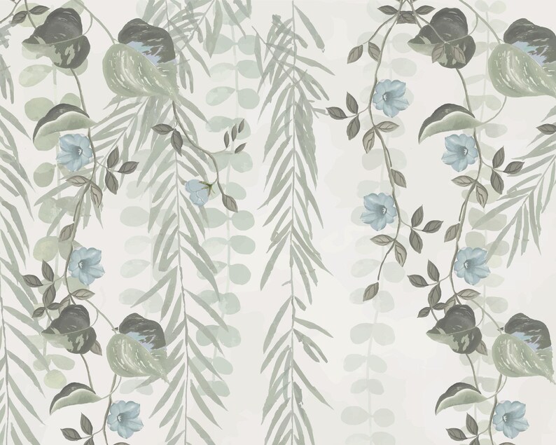 Hanging leaves mural wallpaper, DIY peel and tick removable, easy to apply, elegant and harmony, colorful nature, ecofriendly material. image 6
