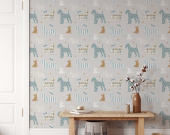 Papel pintado de perro, papel pintado de caseta de perro, papel pintado despegable y adhesivo