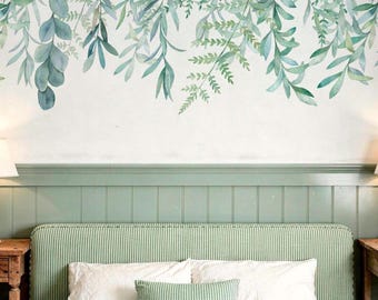leaves removable wallpaper, removable wallpaper floral, removable leaves, leaves mural wallpaper, hanging leaves, nursery wallpaper floral