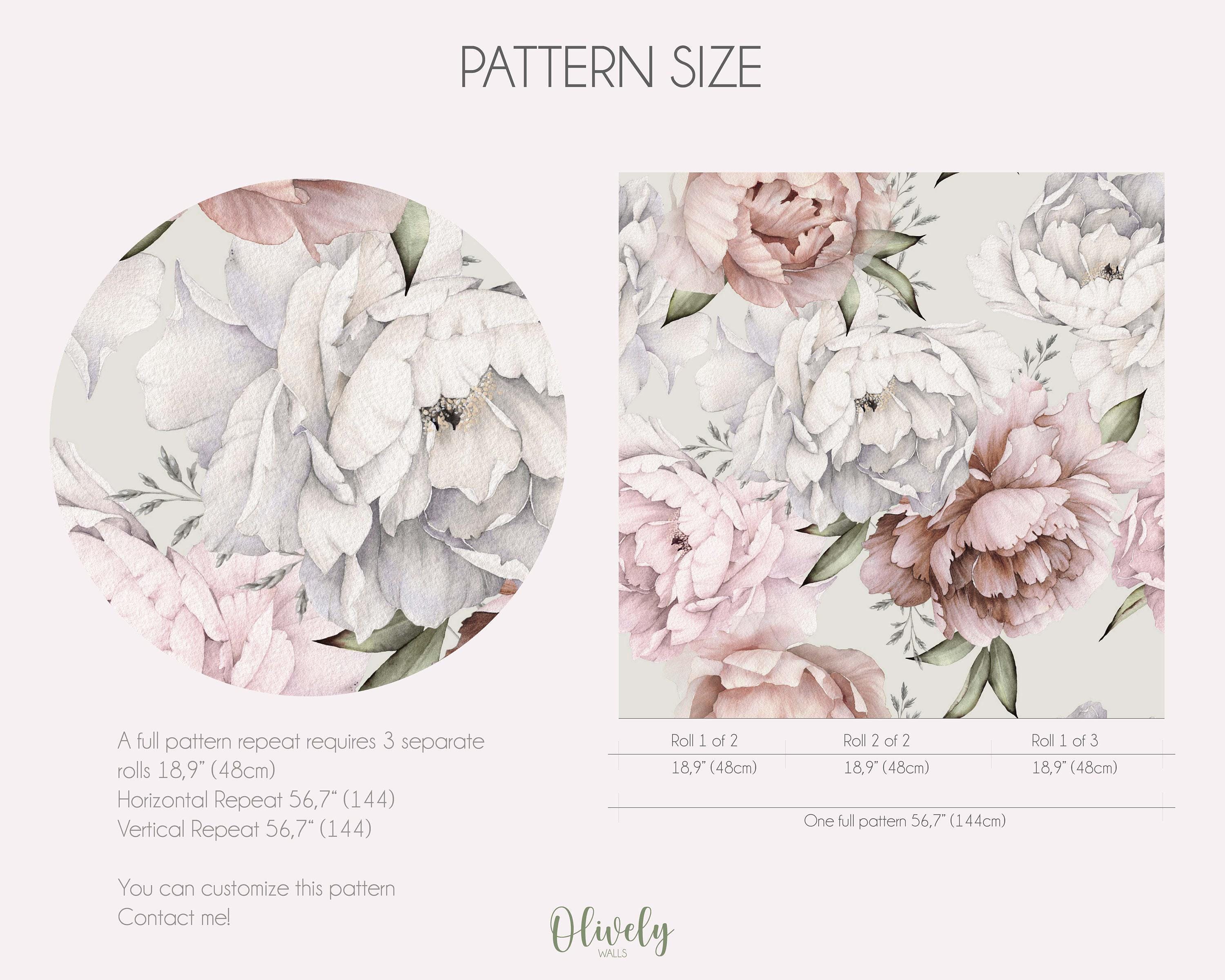 Pastel Peony Peel and Stick Wallpaper, Watercolor Floral Wallpaper in ...