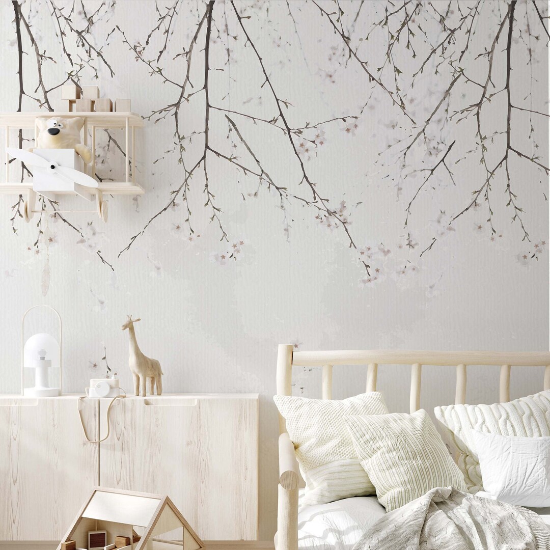 Tree Wallpaper Mural, DIY Peel and Stick Removable Mural, Floral