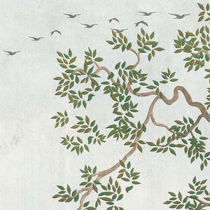 nature wallpaper mural, tree mural, DIY peel and stick, easy to install, high quality, pvc free ecofriendly, bedroom wallpaper, home decor image 6
